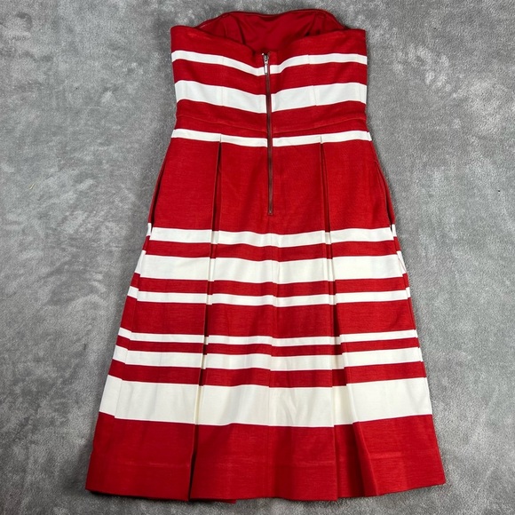 Anthropologie Dress Womens 4 Maeve Red Mita Strapeless Fit Flare Nautical Classy - Picture 3 of 13